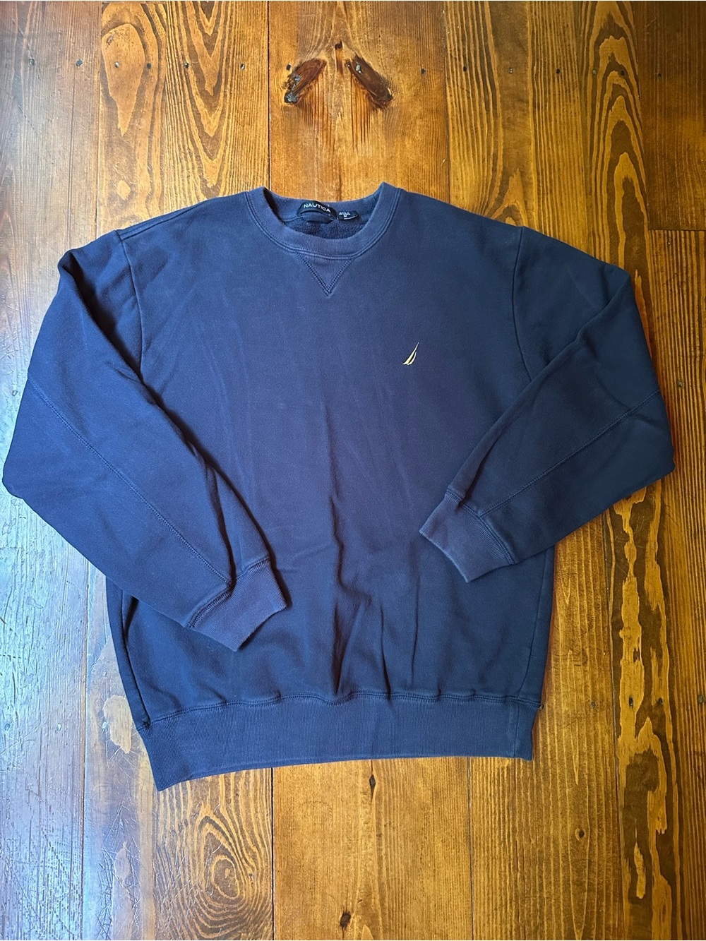 Nautica Navy Crewneck Sweatshirt with Embroidered Sail Logo